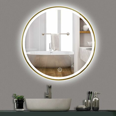 ZOLGINAH Miroir Salle Bain LED Rond: Miroir Mural Lumineux Rond 60 cm Sal de Bain avec Eclairage Integre Anti buee pour Maquillage Salle de Bain