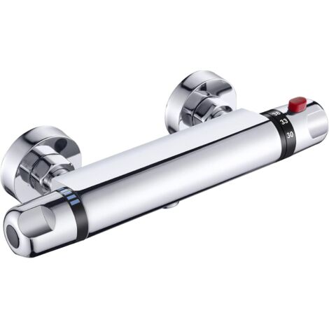 ZOLGINAH Mitigeur douche thermostatique chromé - Anti-brûlure - Robinet de douche thermostatique - Pomme de douche apparente avec bec de remplissage pour baignoire