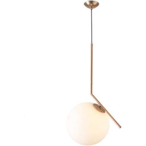 ZOLGINAH Moderne Salon, Luminaire Suspension Circulaire, Abat-Jour en Verre et Support en Métal, E27 Laiton Suspension Luminaire pour le Salon Chambre à Coucher Restaurant, Ampoule Non Incluse, 20CM