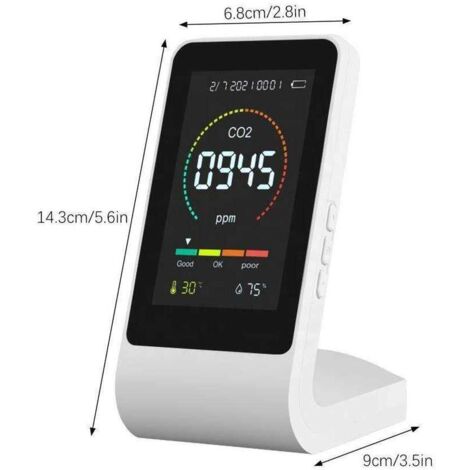 ZOLGINAH Monitor detector de CO2, sensor de calidad del aire de dióxido de carbono CO2, sensor de calidad del aire con cable USB - detector de temperatura y humedad - para el hogar/oficina/gimnasio/co