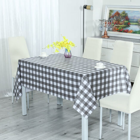 ZOLGINAH Nappe toile cirée PVC Rectangulaire 140 x 200 cm Vichy Gris