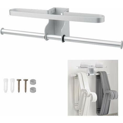 ZOLGINAH Organizador de Perchas de 30 cm, Almacenamiento de Perchas de Aluminio, Organizador de Perchas Blanco Mate para baño, Lavadero o balcón