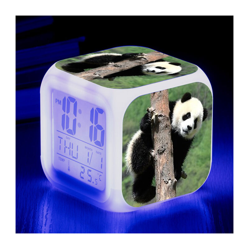 Image of Panda led Sveglia, Sveglia da Comodino per Bambini, Quadrata, Display lcd Illuminato, Panda Design (17) - Zolginah