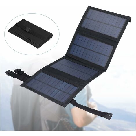 ZOLGINAH Paneles solares portátiles de 7 W, cargador de teléfono solar plegable, resistente al agua IP65, salida USB de 5 V CC, paneles desplegados 45 x 15,5 x 3 cm para ordenador portátil