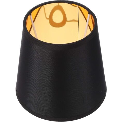 ZOLGINAH Pantalla de Tela, Pantalla Negra con Forro Dorado, Hecha a Mano, para lámpara de Mesa, lámpara de Pared, lámpara Colgante