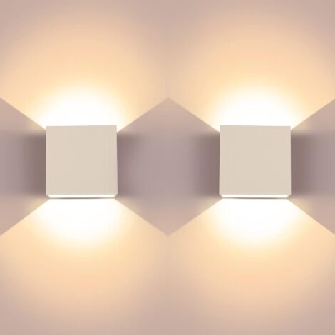 ZOLGINAH Paquete de 2 Luces de Pared LED de 6W, Lámpara de Pared Cuadrada Moderna de Aluminio Blanco cálido 3000k, para Sala de Estar, Dormitorio, Pasillo