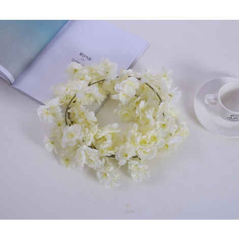 ZOLGINAH Paquete de 4 Guirnaldas de flores de cerezo artificiales de 1,8 m Guirnalda colgante de seda para el hogar, boda, jardín, decoración de pared, fiesta-Blanco