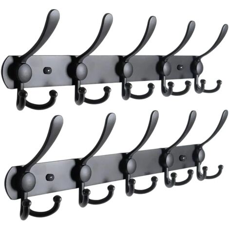 ZOLGINAH Patères Murales, Porte Manteau Mural, Patères Portemanteaux, Porte Manteau Murale en Acier Inoxydable, Porte Manteau, Crochet Mural Noir (15 Crochets, 2 Packs)