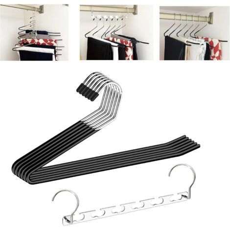 ZOLGINAH Perchas para Pantalones de Metal, Percha con Gancho Percha Plegable multifunción, Antideslizante y Antiarrugas, para Pantalones, Toallas, Trajes (Pack de 6)