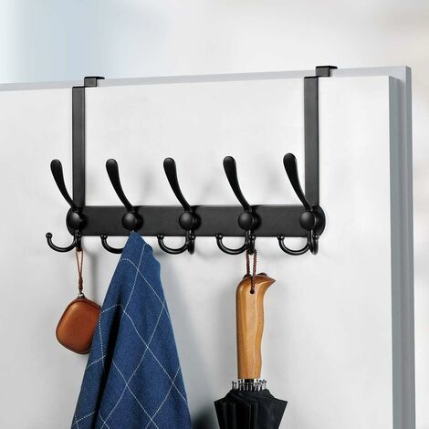ZOLGINAH Perchero de puerta, gancho de puerta trasera de acero inoxidable, perchero de puerta de dormitorio (negro, tamaño especial)
