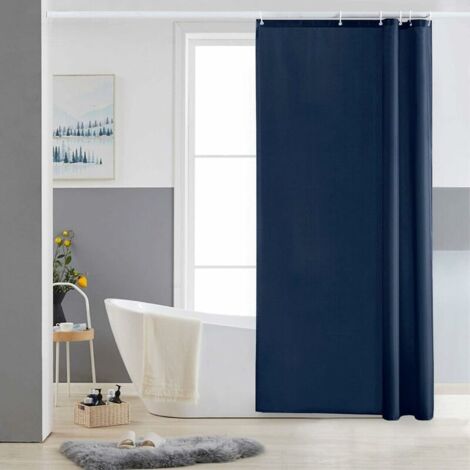 ZOLGINAH Petit Rideau de Douche,85 x 180cm,Bleu Marine,Anti Moisissure,Tissu Polyester,Imperméable,Rideaux Baignoire Lavable en Machine,6 Crochets