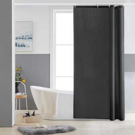 ZOLGINAH Petit Rideau de Douche,Gris Foncé,Anti Moisissure,90 x 180cm,Tissu Polyester,Imperméable,Rideaux Baignoire Lavable en Machine,6 Crochets