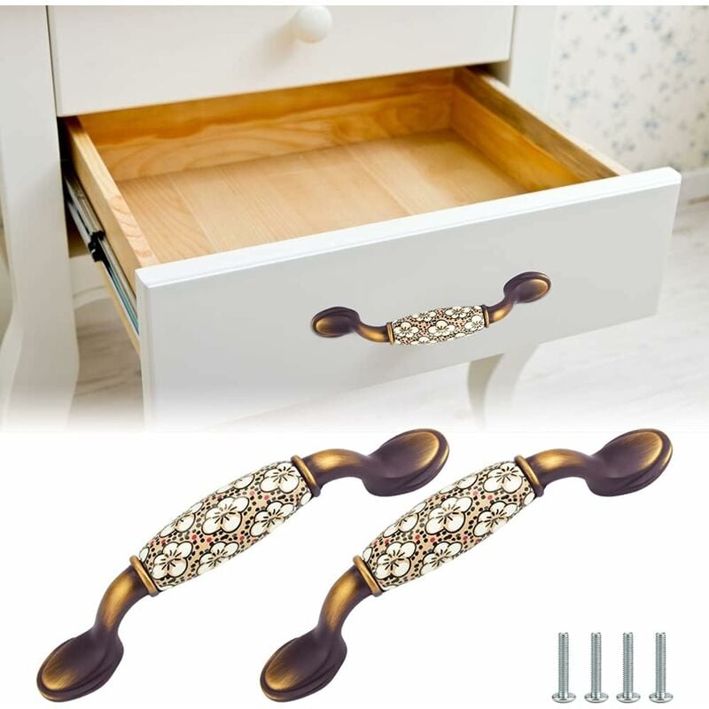 Image of Zolginah - pezzi maniglie per mobili pomelli per cassetti in ceramica con viti maniglie per armadietti vintage maniglie per porte anticorrosione