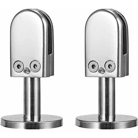 ZOLGINAH Pince Verre Pour D'escalier, 2 Pièces Pince Verre 6-8mm, Pince Verre Acier Inoxydable 304, Pinces Verre pour Balustrade, avec Colonne Support Inférieure, Ajustable, pour Écrans