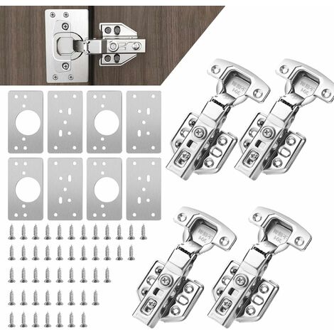 ZOLGINAH Placas de reparación de bisagras, soportes de gabinete, reparación de placas de acero inoxidable, placas de reparación de puertas de gabinetes de cocina con 48 tornillos