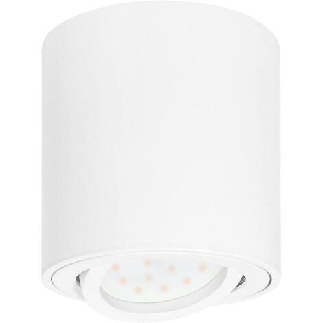 ZOLGINAH Plafonnier LED en saillie Spots de plafond orientable 230V Comprend un LED 5W GU10 interchangeable 3000K Blanc chaud Ø80x84mm Downlight LED Blanc mat Rond
