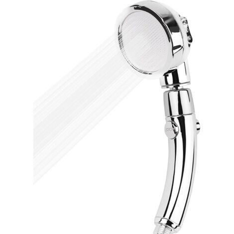 ZOLGINAH Pommeau de douche à main avec bouton marche/arrêt, 3 modes de pulvérisation d'eau, pivotant à 360 °, augmente la pression et économie d'eau, chromé