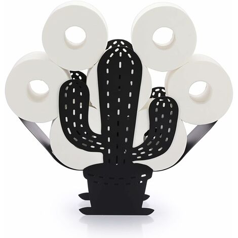 ZOLGINAH Portarrollos de papel higiénico Portarrollos de papel de metal Forma de cactus Almacenamiento de papel para baño (Negro)