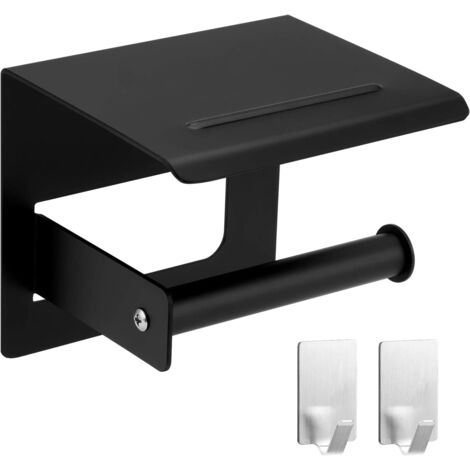 ZOLGINAH Porte Papier Toilette, Auto-Adhesif Porte Rouleau Papier WC, Porte Papier Toilette Mural, Papier Toilettes sans Percage Derouleur Papier WC, Porte Rouleau Toilette pour Salle de Bain (Noir)