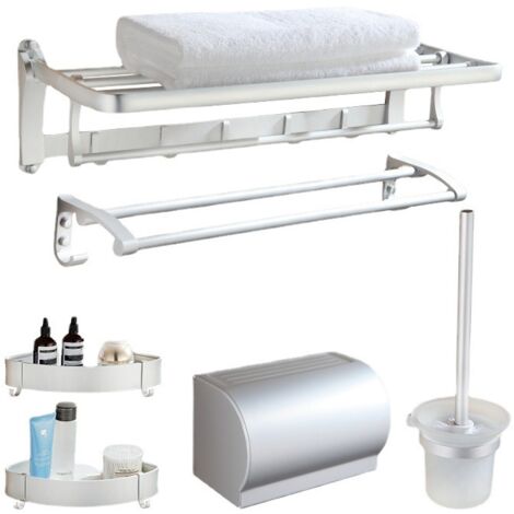 ZOLGINAH Porte-Serviettes De Salle De Bain, Porte-Serviettes Maille Panier, Porte-Serviettes Mural en Space Aluminium, Auto-AdhéSif-Barre Ensemble Salle De Bain Accessoire, Noir