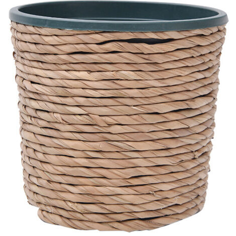 ZOLGINAH Pot de fleurs rond tressé en jonc de mer avec insert en plastique stable pour la plantation - Pot de fleurs