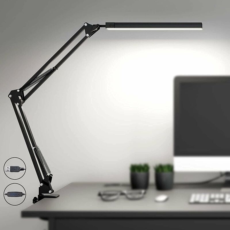 Image of Potente lampada da scrivania a led con clip - Lampada a led per protezione degli occhi - 3 modalità di illuminazione x 10 livelli di luminosità