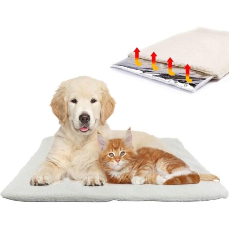 ZOLGINAH Premium Coussin Auto-Chauffant pour Chat & Chien de Taille: 60x45cm Tapis/Couverture Thermique  Innovant & écologique (Blanc)