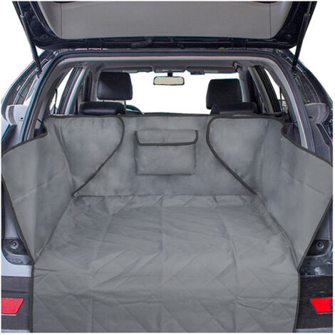 ZOLGINAH Protection Coffre Voiture Chien Universelle, 1 Grande Poche, Imperméable & Antidérapant, 132 x 99 cm Couverture de Coffre pour Plupart Voitures, Gamelle Bonus et E-Book, Gris