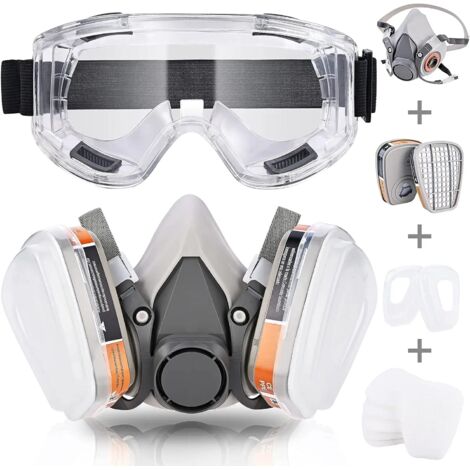 ZOLGINAH Respiratoire Réutilisable Masque de Protection, Anti gaz, Anti poussière avec Filtres Lunette pour Peinture, Poussière, Particules, Polissage, Ponçage, Soudage, Bricolage Protection de Travai