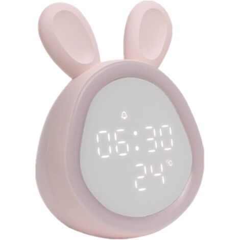 ZOLGINAH Réveil lumineux pour enfant - Sans tic-tac - Mignon - Réveil pour enfant - Fonction snooze - Veilleuse programmée - Réveil LED pour fille et garçon - Rose