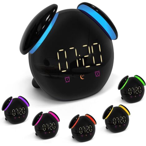 ZOLGINAH Reveil Lumineux, Reveil enfant, Reveil Numérique avec Fonction Snooze, 2 Alarmes, 7 Couleurs Lampes de Réveil, LED Veilleuse Minutée, Cadeaux pour Garçons et Filles