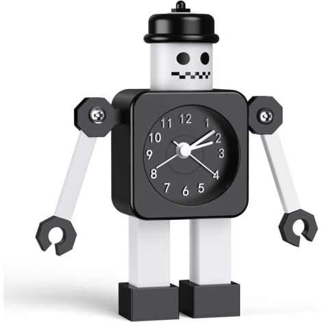 ZOLGINAH Réveil pour Enfants garçons, réveil Robot pour Enfants réveil analogique sans coche réveil Silencieux pour garçons Filles garçons (Noir 2772)
