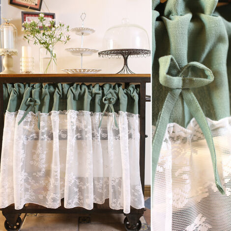 ZOLGINAH Rideau Brise-Bise en Coton et Lin Rideau Court de Motif Floral pour Petit Fenêtre Décoration pour Placard et Café 130 x 60cm