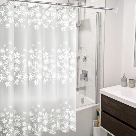 ZOLGINAH Rideau de Douche, 200x200cm Doublure de Rideau de Salle de Bain avec 14 Anneaux Crochets, Anti-moisissure Antibactérien Imperméable Lavable, pour Baignoire Salle de Bains