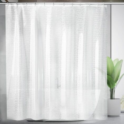 ZOLGINAH Rideau de Douche Transparent, 3D Rideau de Douche EVA Anti-Moisissure, Impermeable et Antibacterien avec 12 Anneaux Crochets pour Baignoire，pour Baignoire et Salle de Bains, 180x180cm