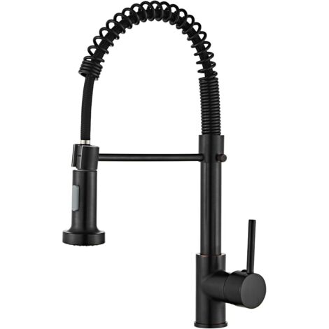 ZOLGINAH Robinet de cuisine avec pulvérisateur à tirette, mitigeur d'évier de cuisine pivotant à 360 °, mitigeur en acier inoxydable, robinet d'évier de cuisine à 2 modes de pulvérisation froid et cha