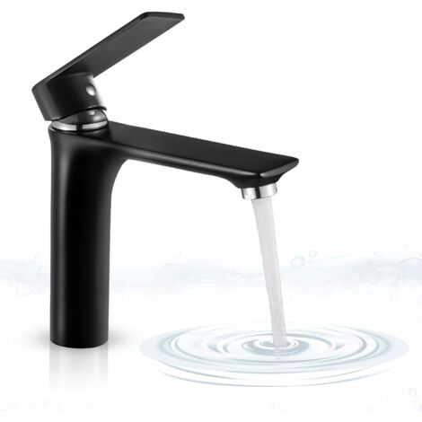 ZOLGINAH Robinet de Salle de Bain Noir Robinet Lavabo Moderne Chaude et Froide Réglable Mitigeur Évier en Laiton Robinetterie Vasque Mélangeur