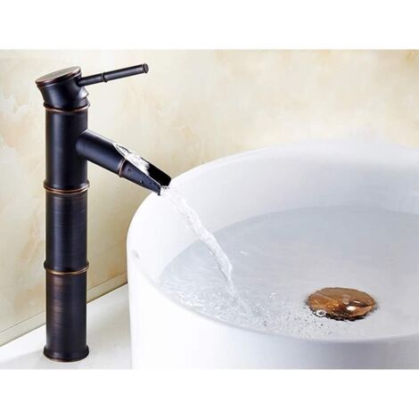 ZOLGINAH Robinet de Salle de bain, Robinet de Lavabo rétro en Bronze, Robinet monotrou d'eau Chaude et Froide, adapté pour un diamètre intérieur de 3.2cm au 4cm