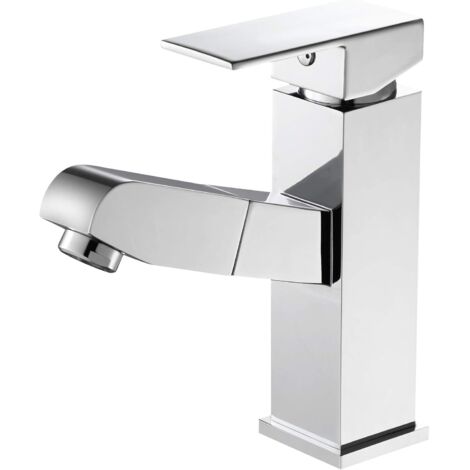 ZOLGINAH Robinet Lavabo Salle de Bain, Mitigeur Lavabo Douchette Extensible avec Durable Corps en Cuivre, Eau Froid et Chaud Disponible, Montage Facile Parfait Salle de Bain