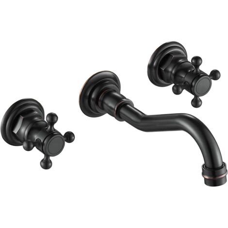 ZOLGINAH Robinet mitigeur mural pour lavabo de salle de bain 3 trous Bronze huilé
