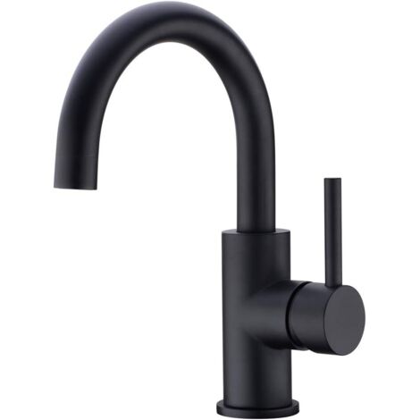 ZOLGINAH Robinet Salle Bain, Robinet Lavabo Pivotant à 360°, Mitigeur Lavabo à Bec Haut, Robinet pour Salle de Bain ou Petite Cuisine, Noir Mat