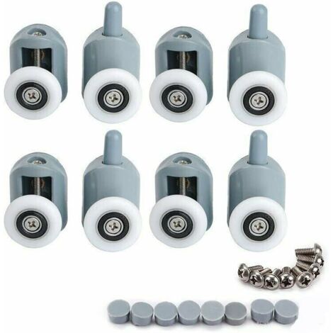 ZOLGINAH Roulettes pour cabine de douche - Pièces de rechange pour cabine de douche - Roulettes pour porte de salle de bain - 8 pièces - 4 inférieures, 4 supérieures