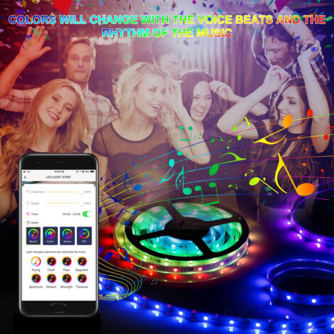 ZOLGINAH Ruban à LED 10m, Bande LED 3000 RGB Améliorée Lumineuse Ruban LED Bluetooth/par télécommande pour Salon/Maison/Chambre/Soirée, Synchroniser avec Rythme de Musique/Fonction de Minuterie