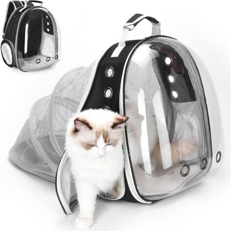 ZOLGINAH Sac à Dos Chat Chien.Sac Transport pour Chien Chat pour Petits Chats Chiens.Sac à Bulles pour Chat et Chien avec fenêtre Frontale Transparente et Dos Extensible,idéal pour Voyage (Black-1)