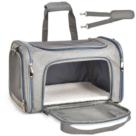 ZOLGINAH Sac de Transport pour Chat Chien Sac Bandoulière Respirant pour Petit Animal de Compagnie Transporteur Souple Léger Comfortable pour Voyage en Voiture Train Avion 43x28x28