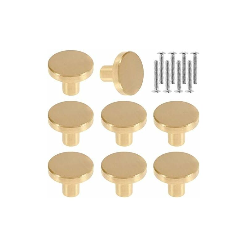 Image of Zolginah - Set di 8 pomelli per porte in ottone massiccio pomelli rotondi per mobili vintage maniglie rotonde con viti per armadietti cassetti 20 x