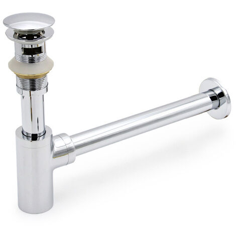 ZOLGINAH Sifón con desagüe con rebosadero para lavabo cromado, sifón desagüe
