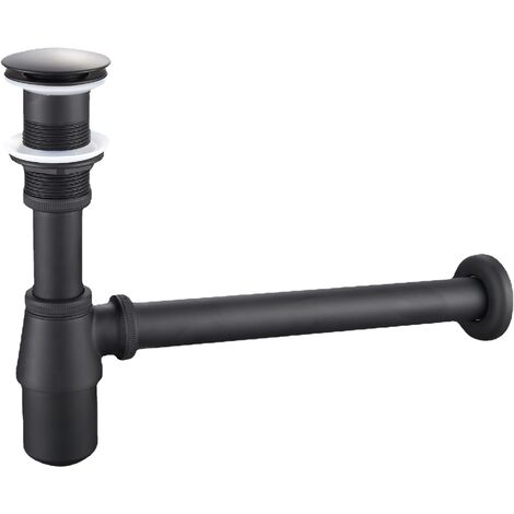 ZOLGINAH Sifone per lavello in Ottone, Sifone Universale per Lavello con Tubo da 200 mm, Sifone a Prova di Perdite Regolabile da 1 1/4 x 32 mm, Nero