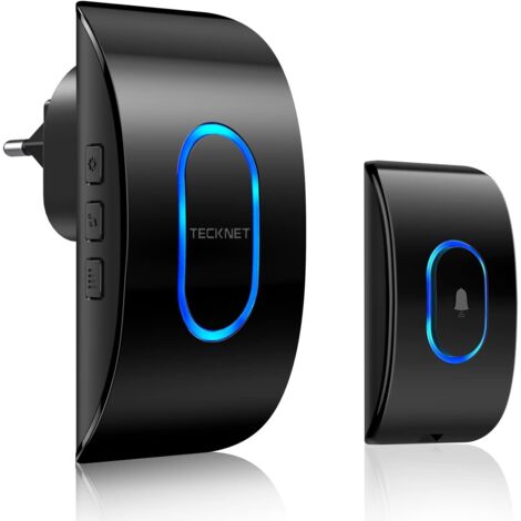 ZOLGINAH Sonnette sans Fil Exterieur 400 Mètres, Carillon Etanche IP65, 60 Mélodies et 5 Niveaux Volume, Kit d'un Récepteur et d'un Emetteur, Voyant LED pour Maison, Classe, Hôpital, Hôtel – Noir