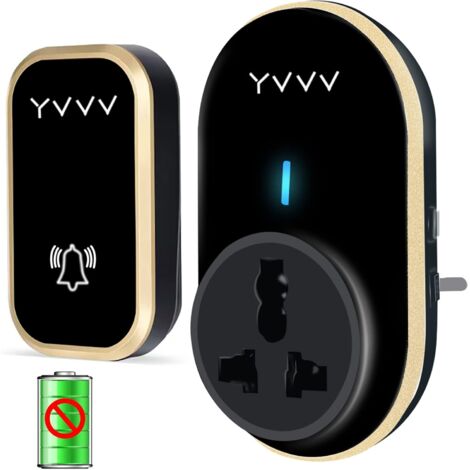 ZOLGINAH Sonnette sans Fil, YVVV Sonnettes Extérieure étanche sans Pile, étanche Prises Sonnette de Porte sans Fil, 45 Mélodies, Sonnette de Porte avec Fonction de Mémorisation des Mélodies